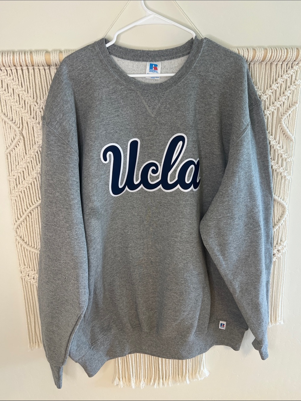 Russell Athletic Gray UCLA Crewneck with Navy Script
